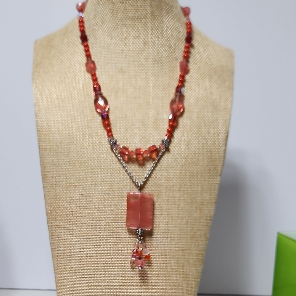 Elegant Vintage Italian Red Glass Beaded Necklace